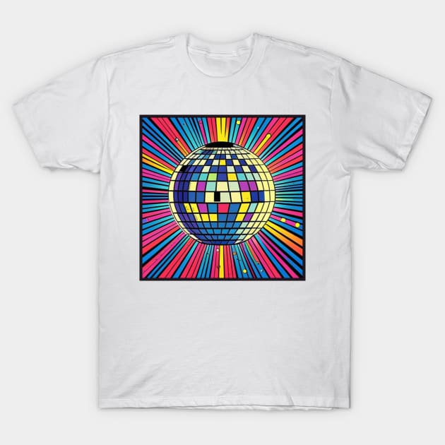 70s Retro Disco Ball T-Shirt by musicgeniusart
